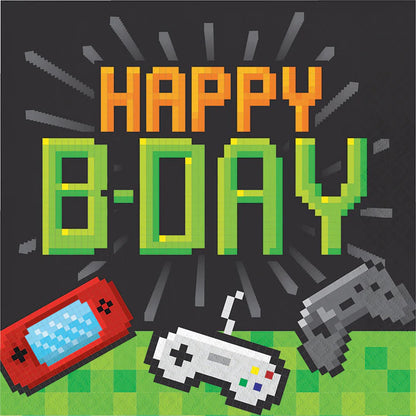 Gaming Party Birthday Lunch Napkins  - 16 packs