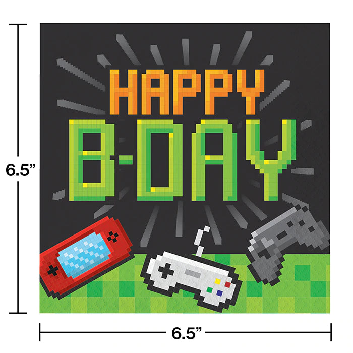 Gaming Party Birthday Lunch Napkins  - 16 packs