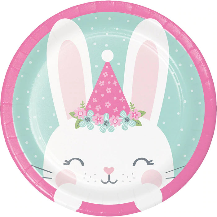 1st Birthday Bunny Cake Plates - 8 pack