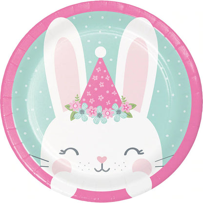 1st Birthday Bunny Cake Plates - 8 pack