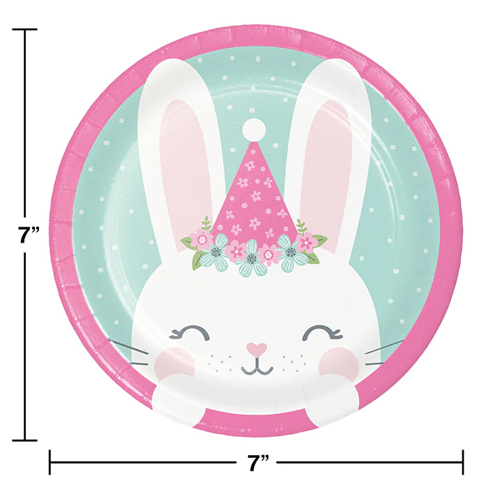 1st Birthday Bunny Cake Plates - 8 pack