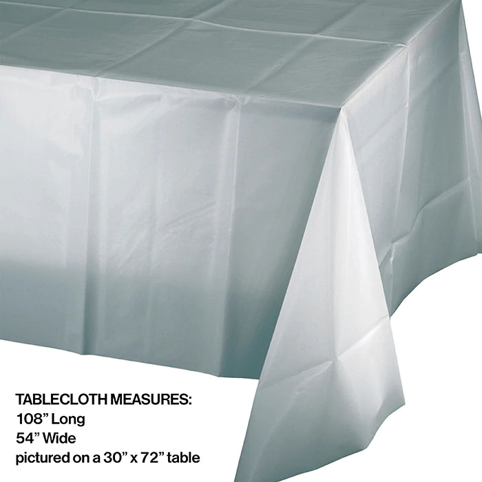 Thin - Shimmering Silver Plastic Table Cover