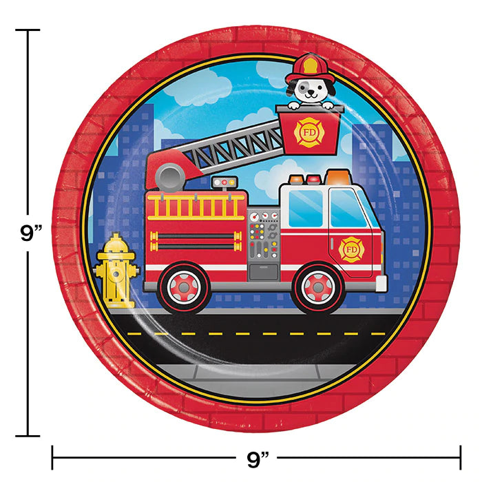 Flaming Fire Truck Lunch Plates (8)