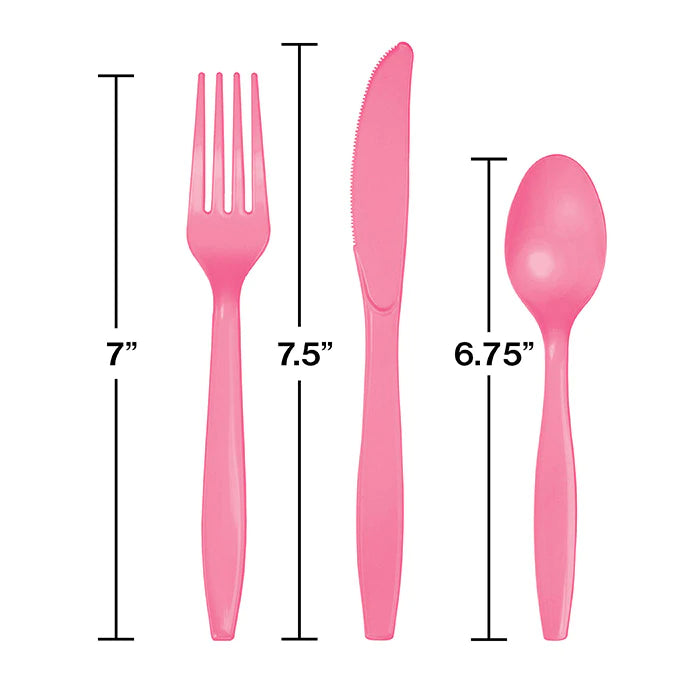 Candy Pink Assorted Plastic Cutlery - 18 pack