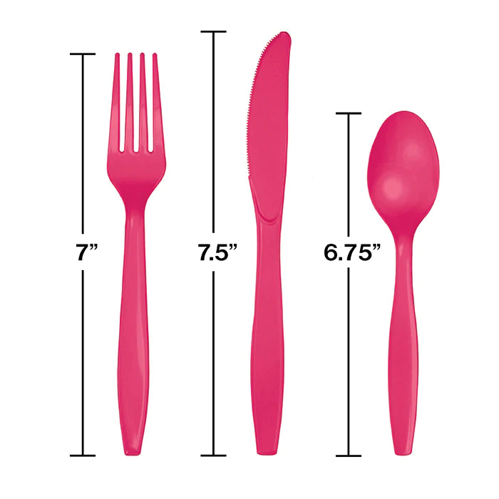 Magenta Assorted Plastic Cutlery (24)