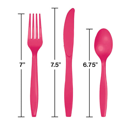 Magenta Assorted Plastic Cutlery (24)