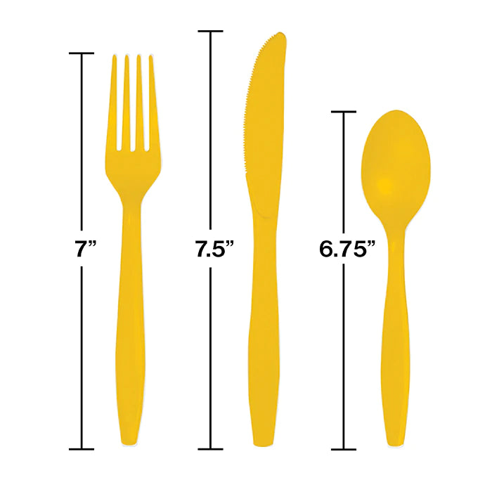 School Bus Yellow Assorted Plastic Cutlery (18)