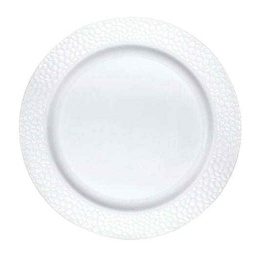 White Premium Pebble Plastic Lunch Plates (10)