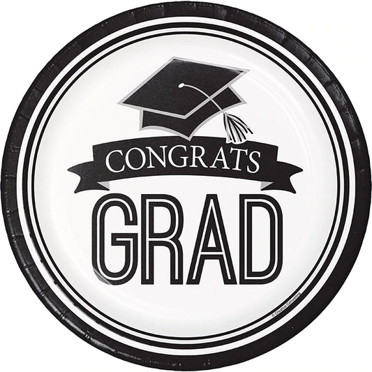 Graduation School Spirit Black & White Lunch Plates (18)