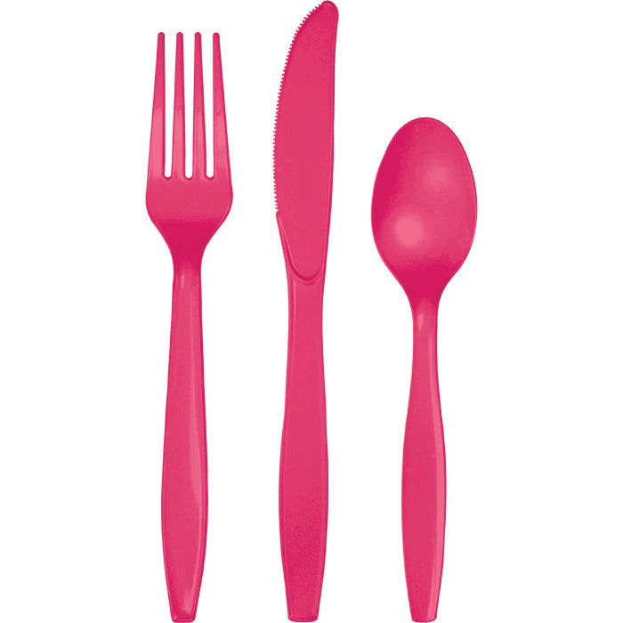 Magenta Assorted Plastic Cutlery (24)