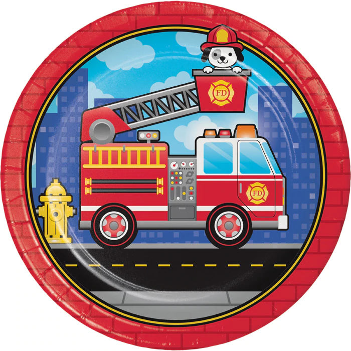 Flaming Fire Truck Lunch Plates (8)