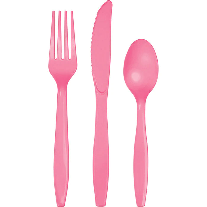 Candy Pink Assorted Plastic Cutlery - 18 pack