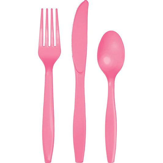 Candy Pink Assorted Plastic Cutlery - 18 pack