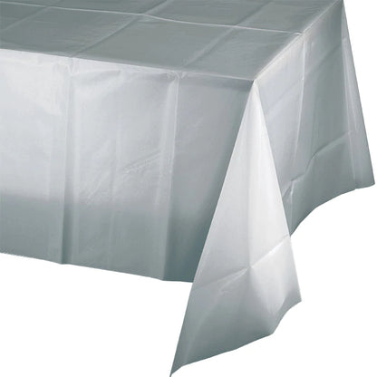 Thin - Shimmering Silver Plastic Table Cover