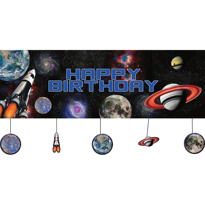 Space Blast Giant Birthday Banner w/ Attachments