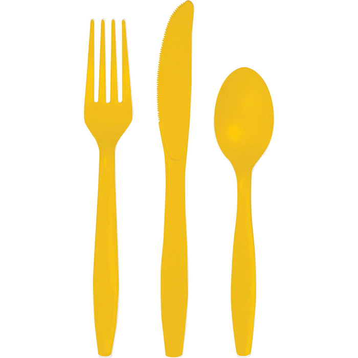 School Bus Yellow Assorted Plastic Cutlery (18)
