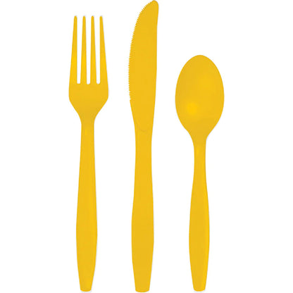 School Bus Yellow Assorted Plastic Cutlery (18)