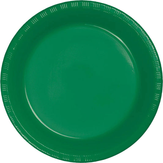 Emerald Green Plastic Banquet Plates - 20 pack