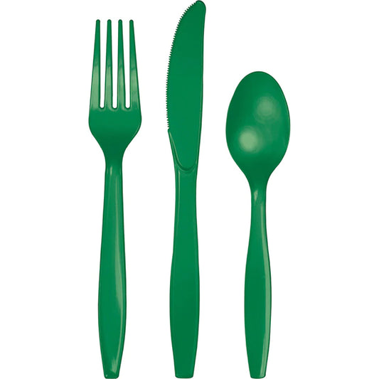 Emerald Green Assorted Plastic Cutlery - 18 pack