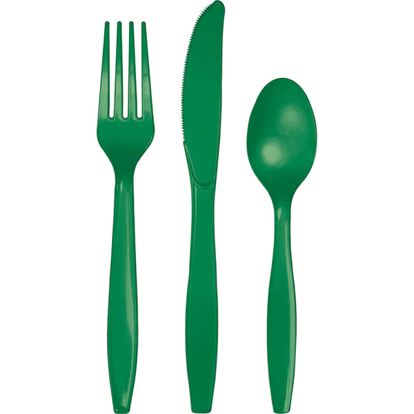 Emerald Green Assorted Plastic Cutlery (18)